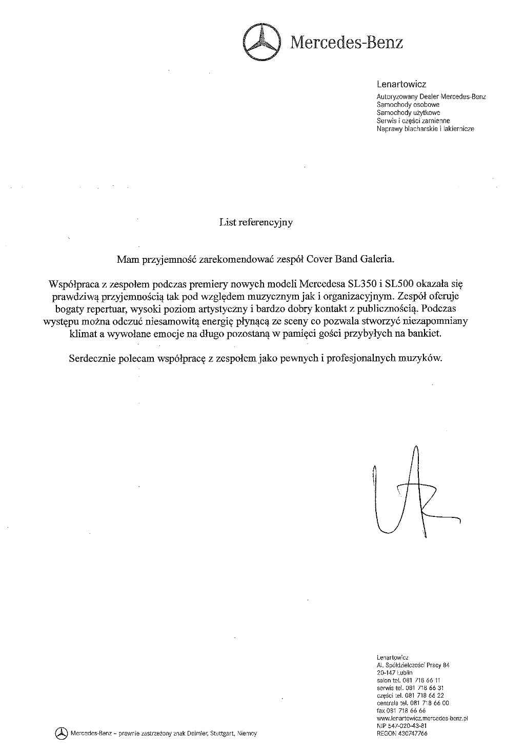 Referencje Mercedes-Benz