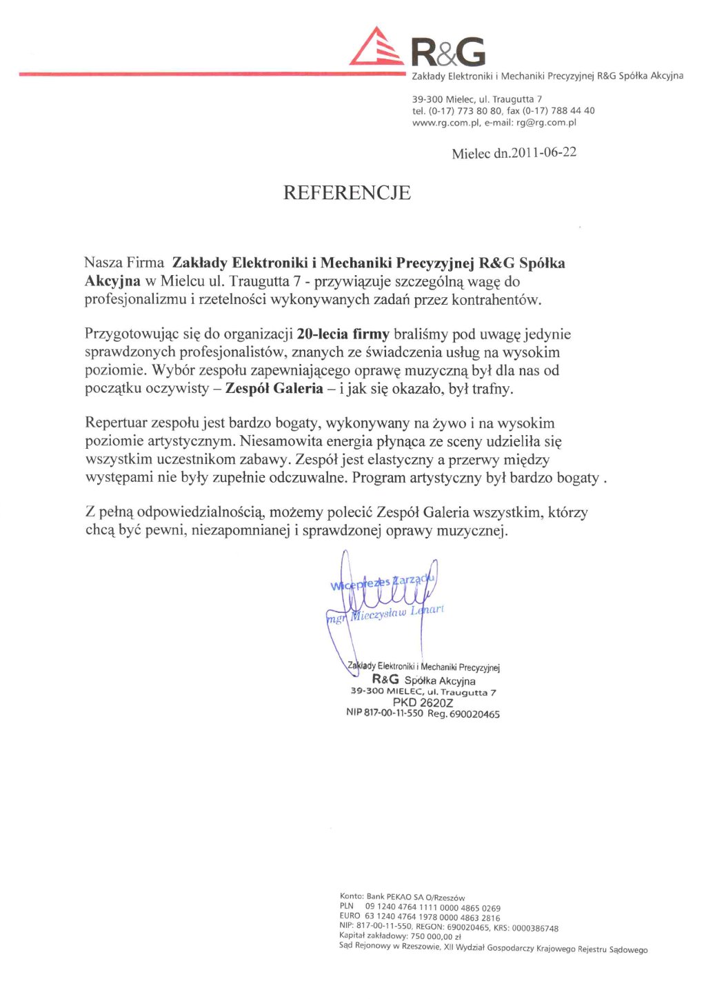 Referencje R&G S.A.